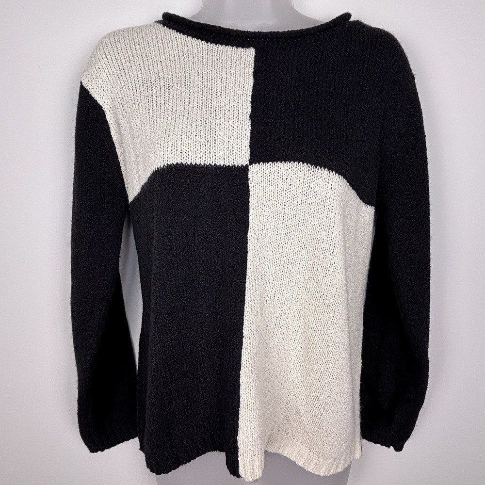 Vintage Casual Corner Sweater Women's S Black White Knit Pullover Colorblock Y2K